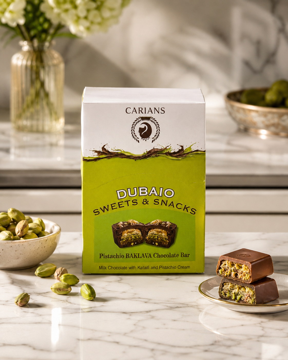 Carian’s Dubaio Pistachio Baklava Chocolate Bar