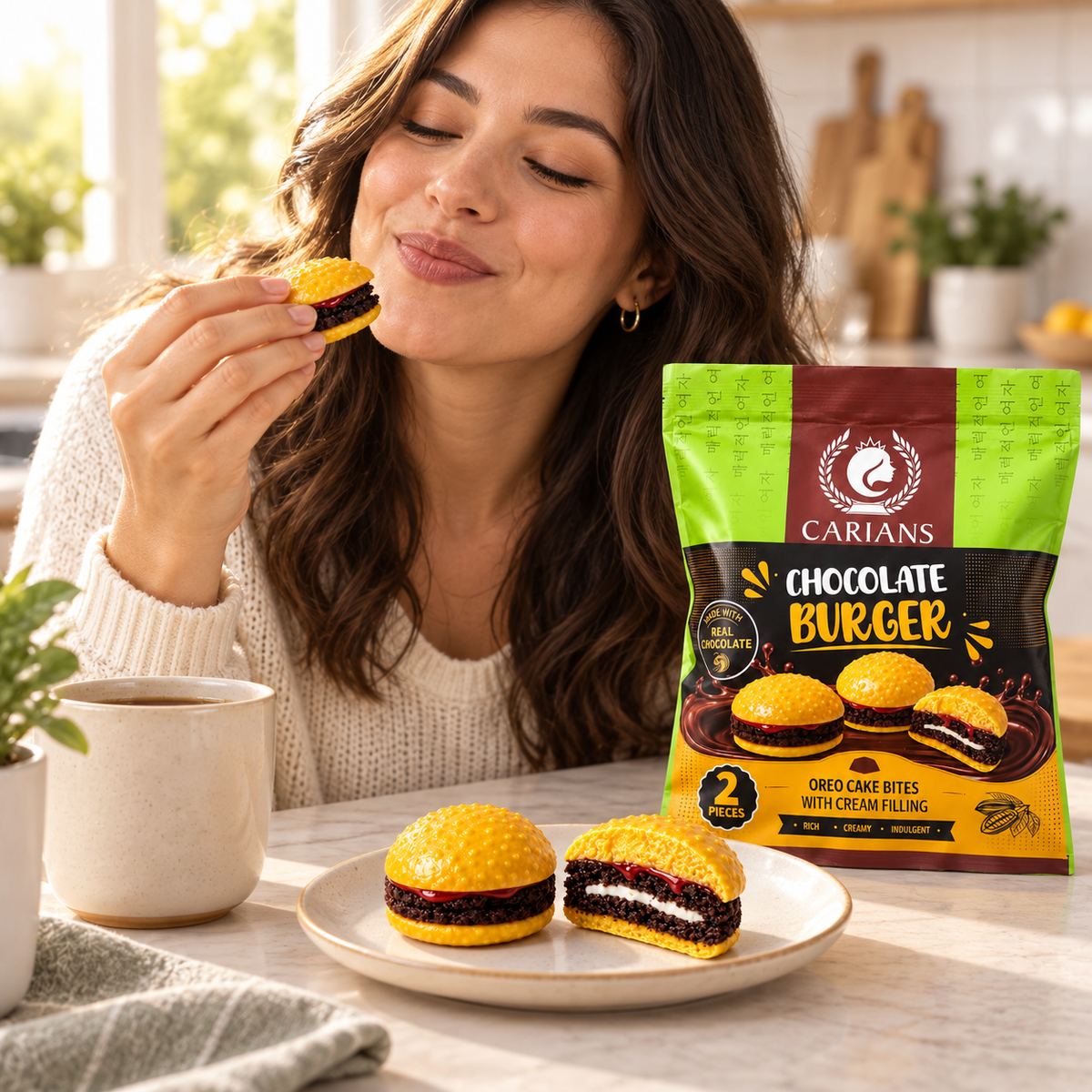 Chocolate Burger – Oreo Cake Bites with Cream Filling, 2 Pieces