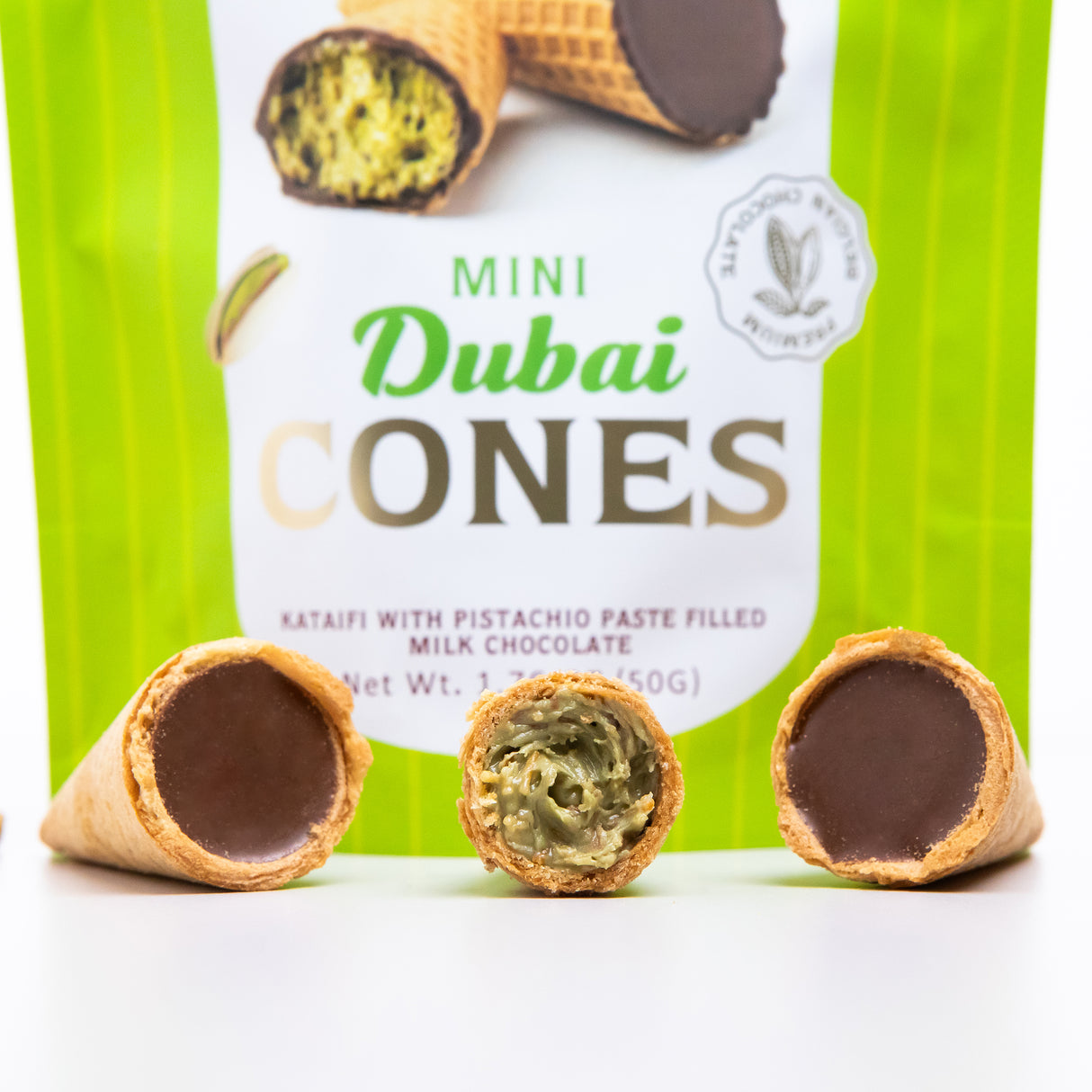 Dubai Chocolate Bite Size Mini Cones - (12 Packs)
