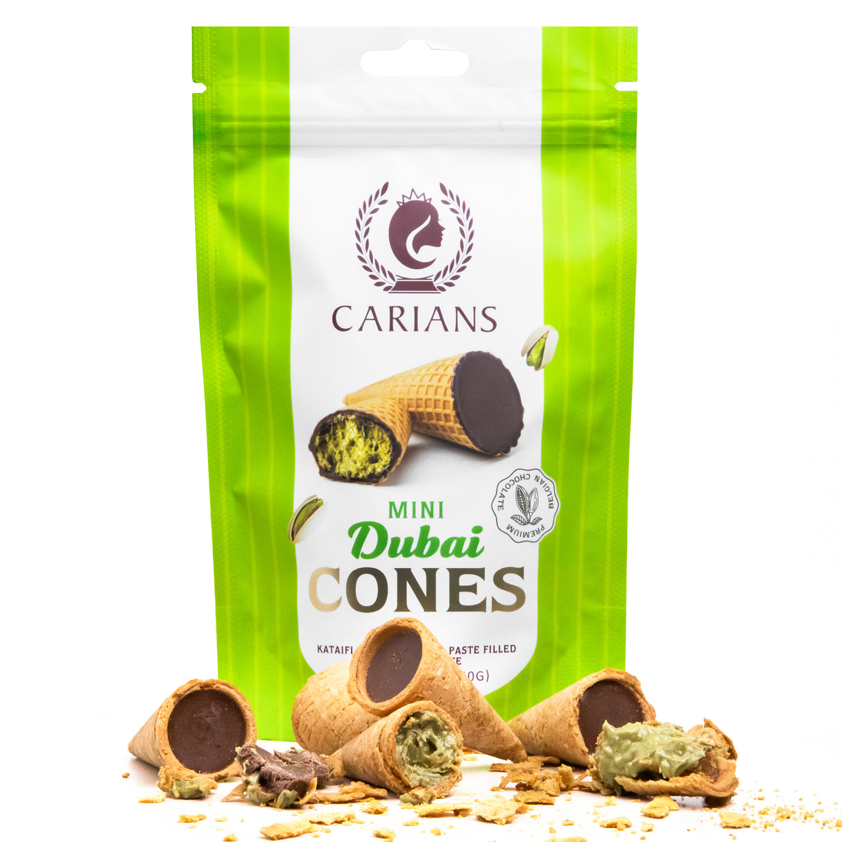 Dubai Chocolate Bite Size Mini Cones - (12 Packs)