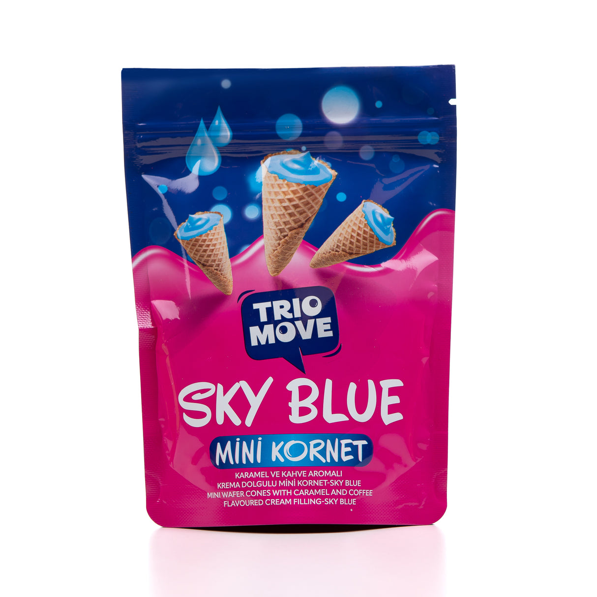 Sky Blue Mini Kornet – Caramel with Coffee Filled 1.94 oz (55g) (12 Pack)