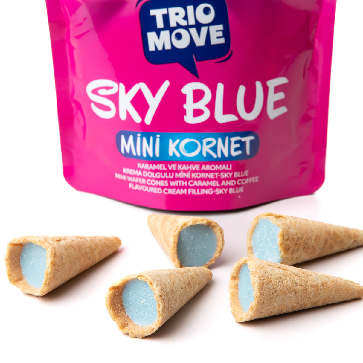 Sky Blue Mini Kornet – Caramel with Coffee Filled 1.94 oz (55g) (12 Pack)