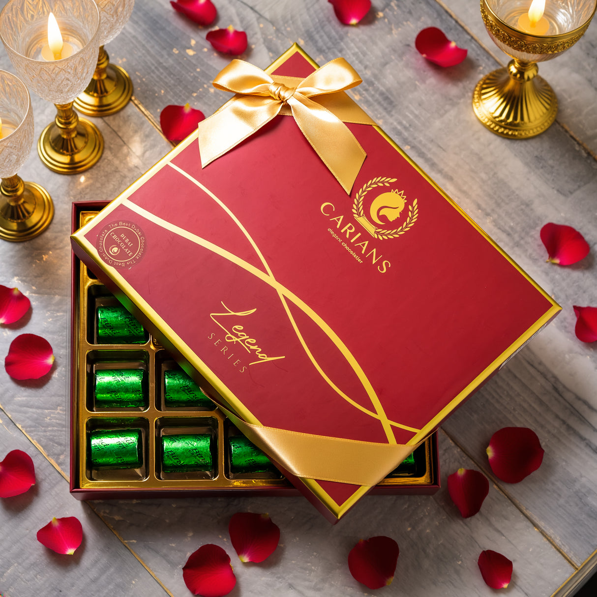 Viral Dubai Chocolate Gift Box with Gold Ribbon Wrapped