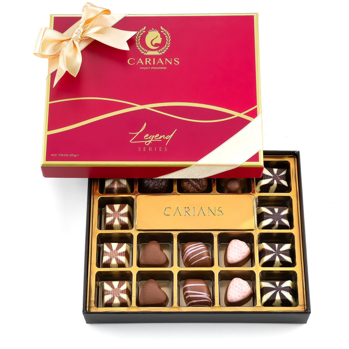 Carians Premium Chocolate Red Legend Gift Box, Gold Ribbon