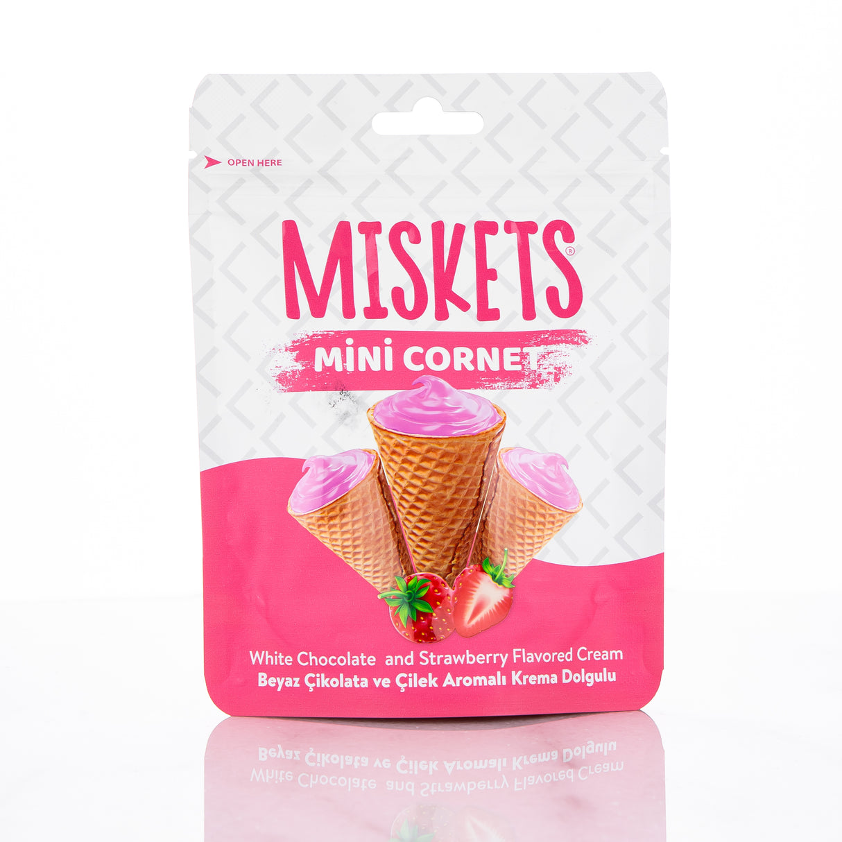 Milky Chocolate Strawberry Mini Cones - 12 Packs in 1 Colli
