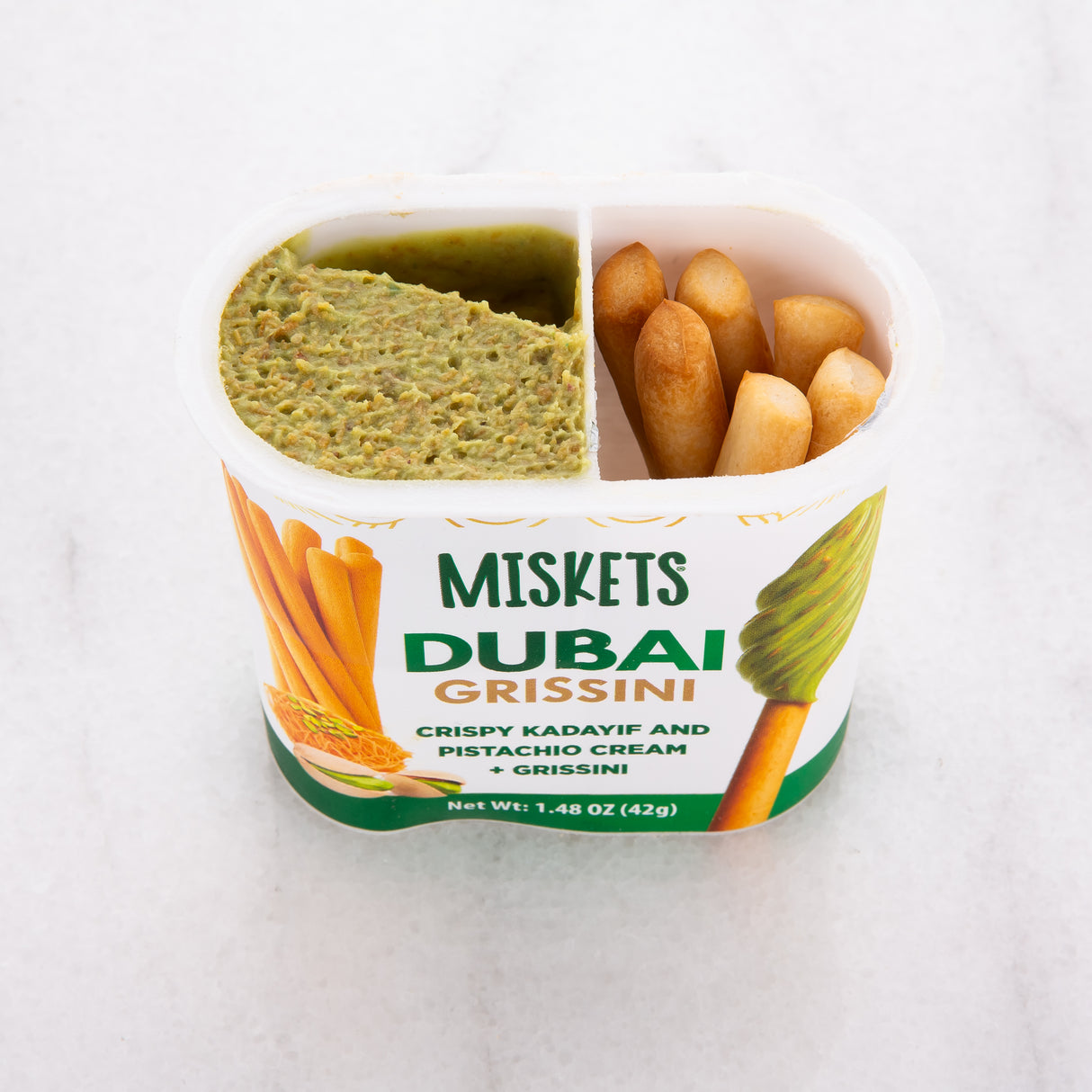 Dubai Cream Spread with Pistachio & Breadsticks, Best Snack , 12 Pieces