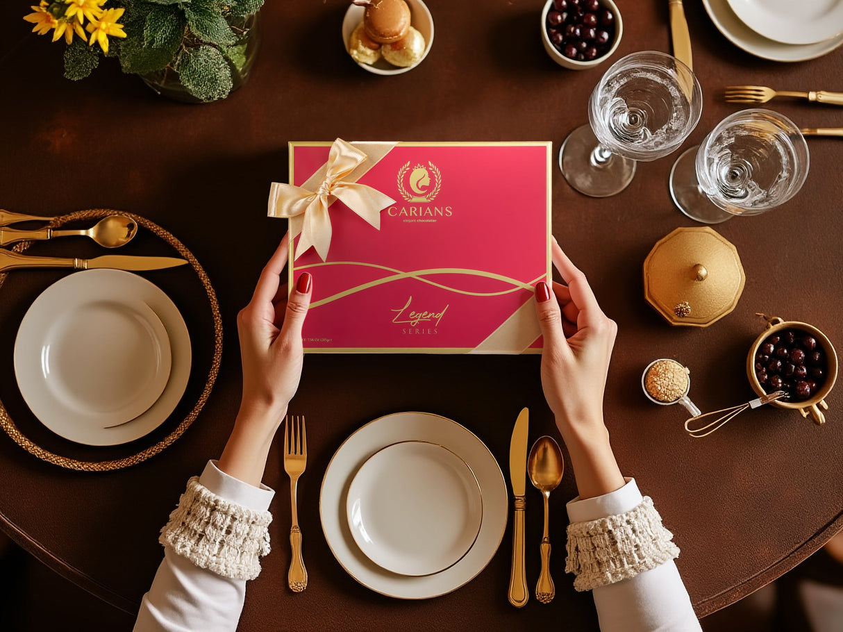 Carians Premium Chocolate Red Legend Gift Box, Gold Ribbon