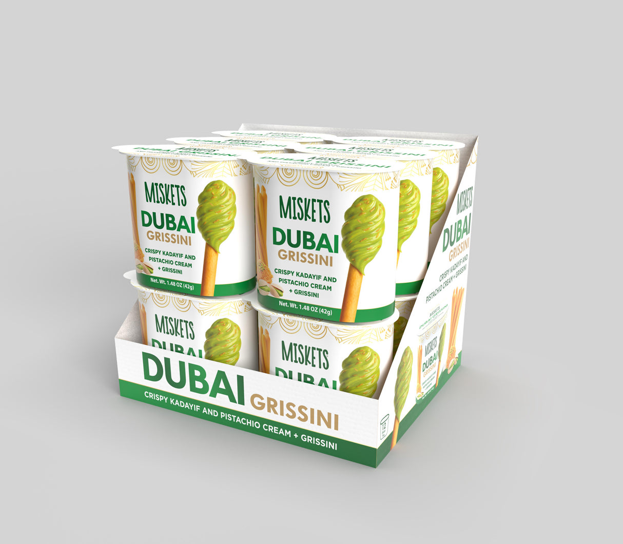 Dubai Cream Spread with Pistachio & Breadsticks, Best Snack , 12 Pieces