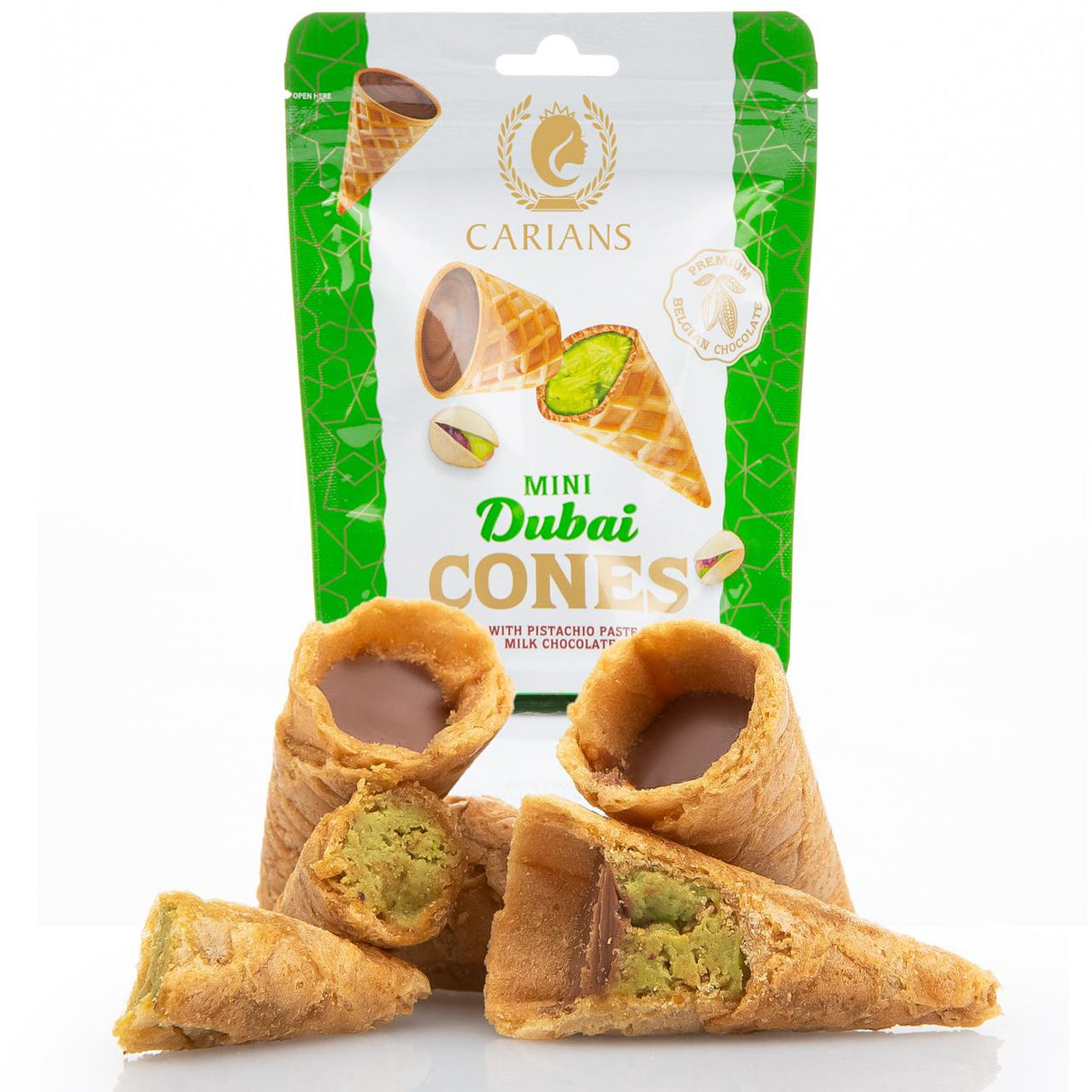 Dubai Chocolate Bite Size Mini Cones - 12 Packs in 1 Case