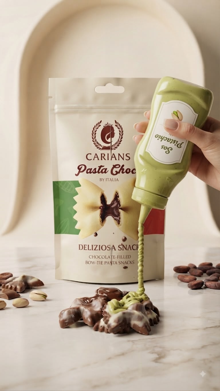 Carians Pasta Choco – Chocolate-Filled Bow-Tie Pasta Candy