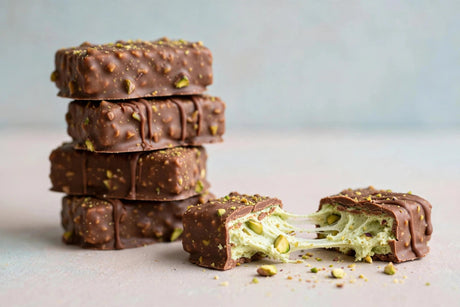 CARIAN'S Korean Dubai Chocolate Chewy Cookie — soft, stretchy marshmallow-style chewy candy with milk chocolate and pistachio filling