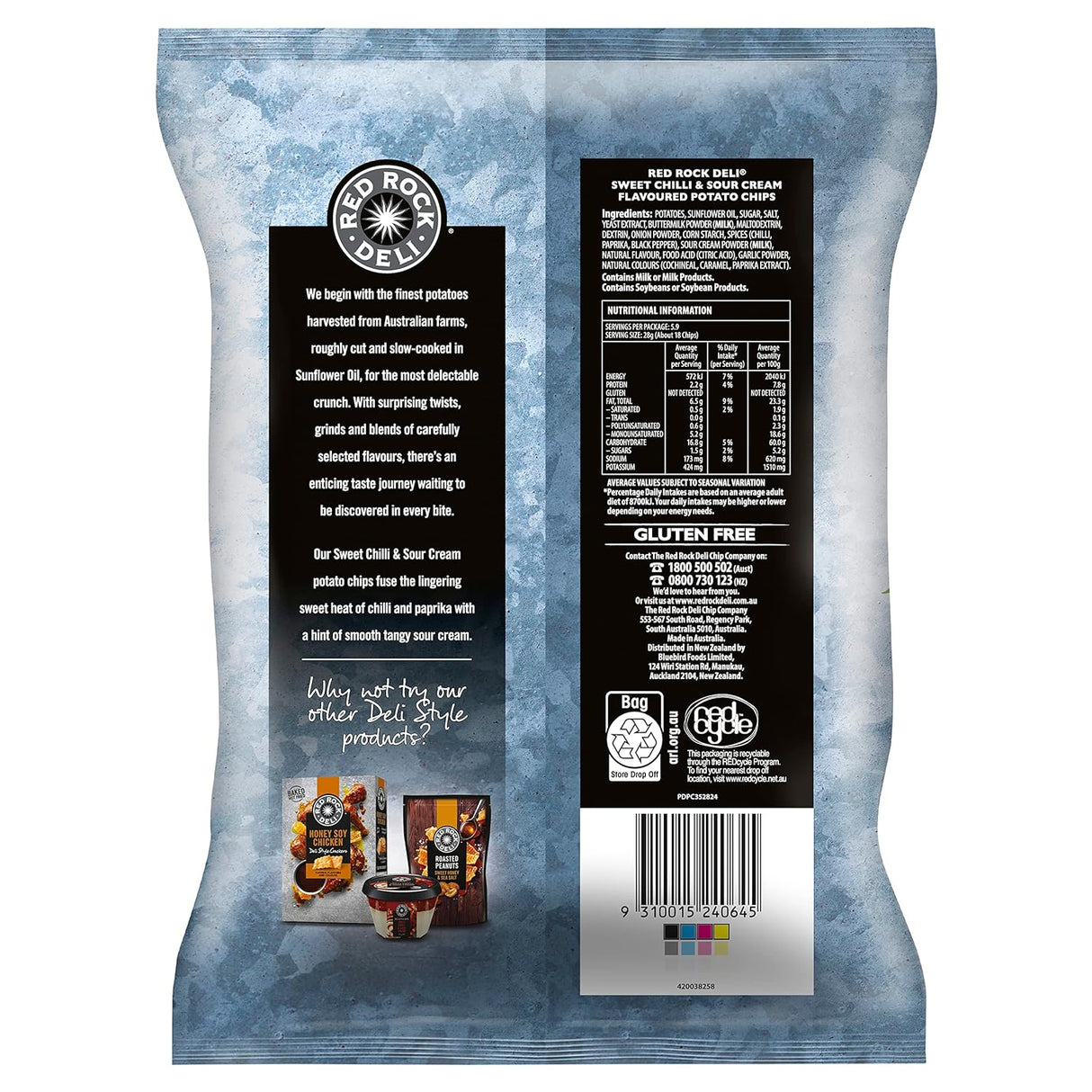 Australian Red Rock Deli Potato Chips Sweet Chilli And Sour Cream 3.17 oz (90g)