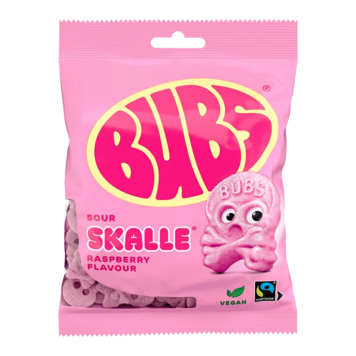 BUBS Raspberry Skalle Foam Sweedish Candy (5 Pack)
