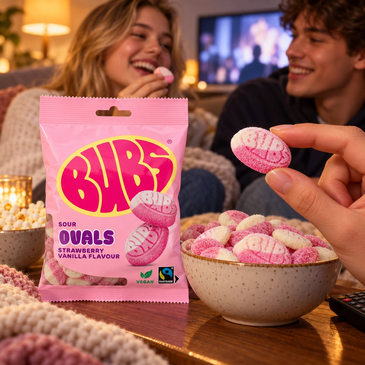 BUBS Sour Oval Strawberry & Vanilla Candy (5 Pack)