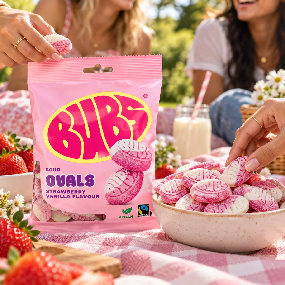 BUBS Sour Oval Strawberry & Vanilla Candy (5 Pack)