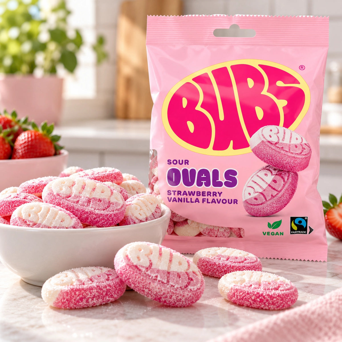 BUBS Sour Oval Strawberry & Vanilla Candy (5 Pack)