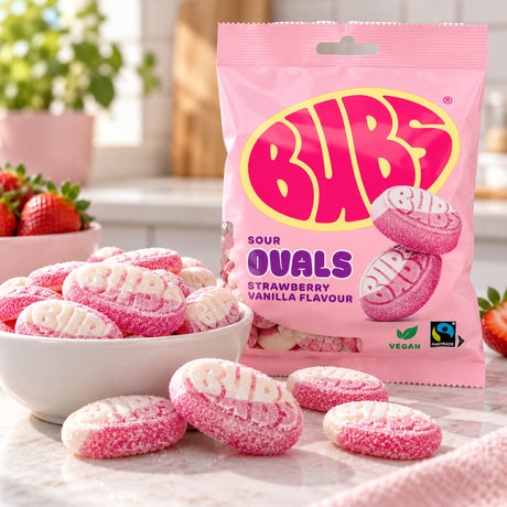 BUBS Sour Oval Strawberry & Vanilla Candy (5 Pack)