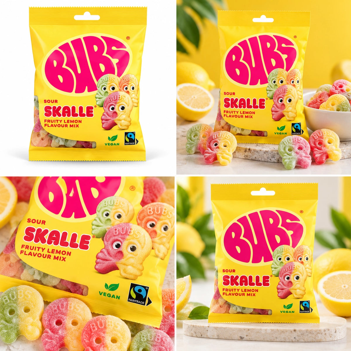 BUBS Sour Skalle Fruity Flavour Mix – Vegan Swedish Candy (5 Pack)