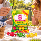 Candy People S-Märke Sour Fruit Lollipops – Vegan Swedish Candy, (10 Pieces)