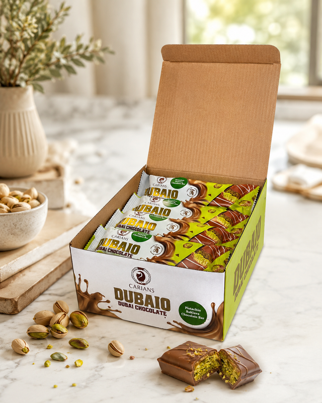Carian’s Dubaio Pistachio Baklava Chocolate Bar (24 Piece)