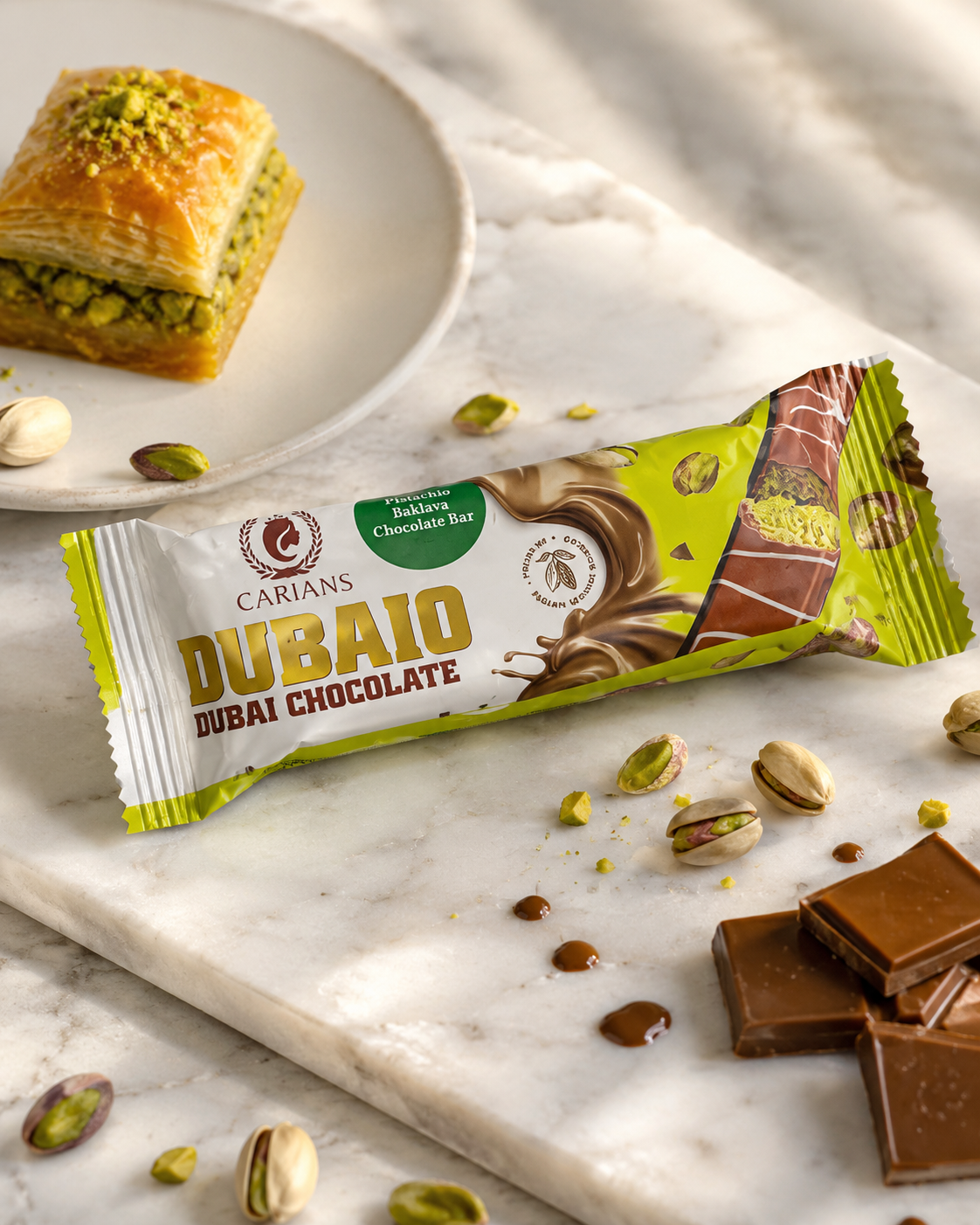 Carian’s Dubaio Pistachio Baklava Chocolate Bar
