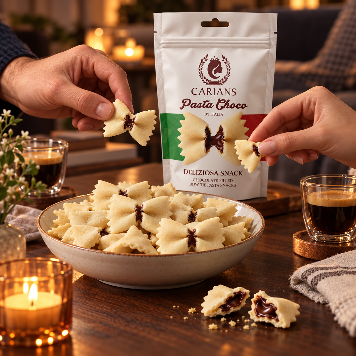 Carians Pasta Choco – Chocolate-Filled Bow-Tie Pasta Candy