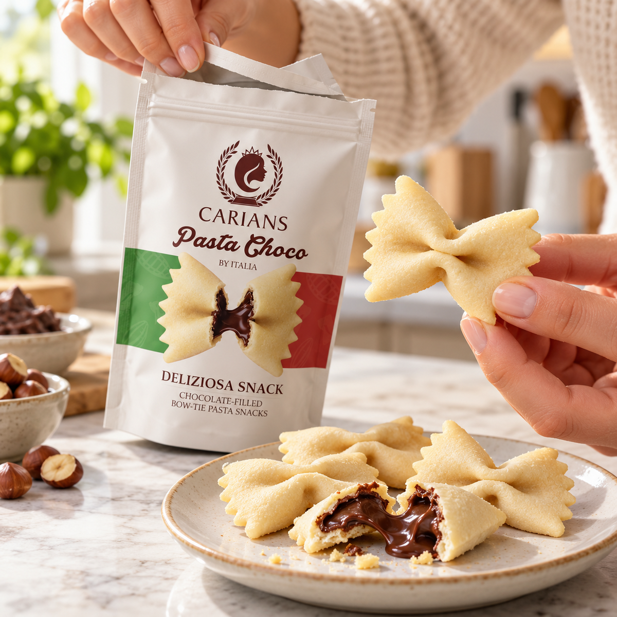 Carians Pasta Choco – Chocolate-Filled Bow-Tie Pasta Candy