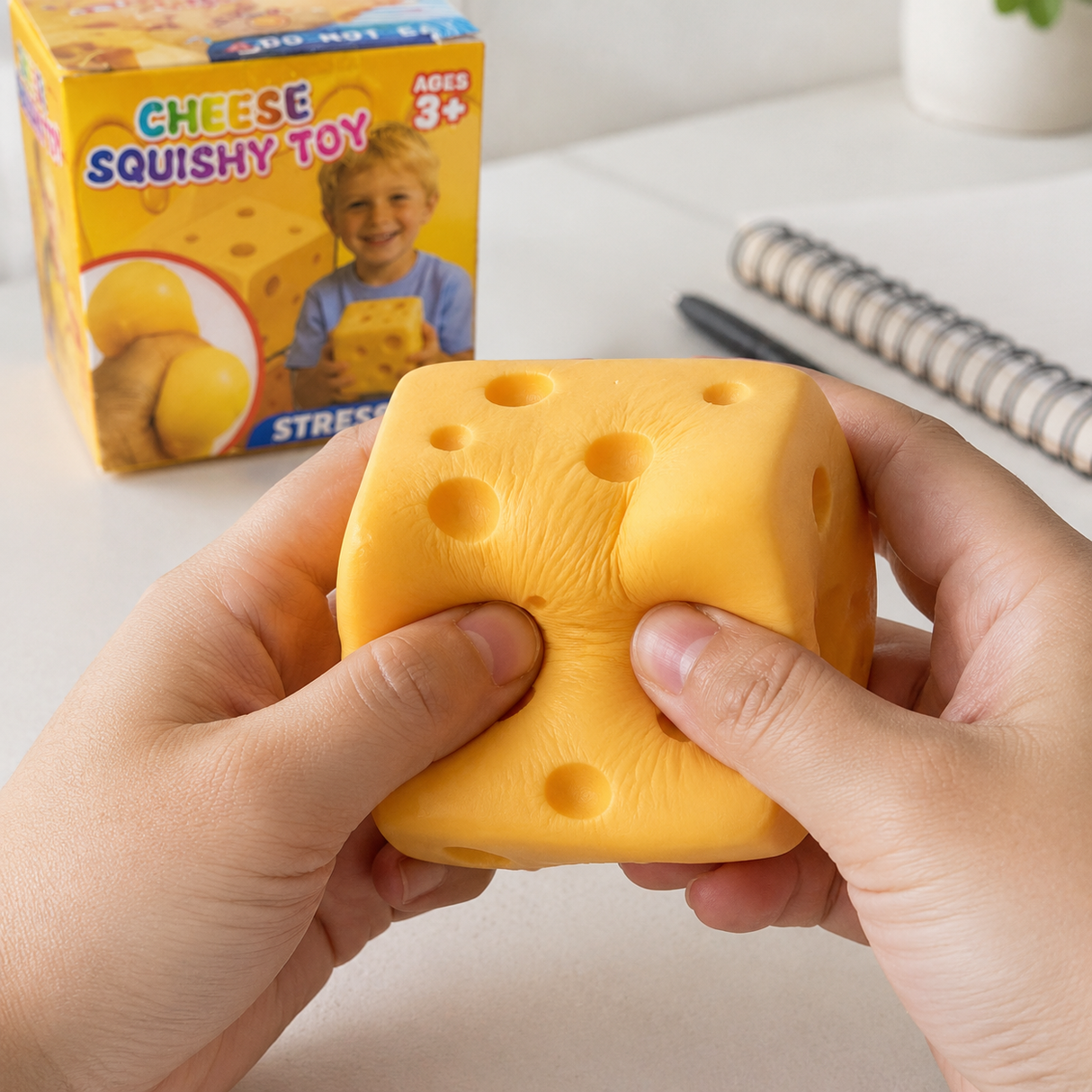 Cheese Squishy Toy – Soft Squeeze Stress-Relief Fidget Cube