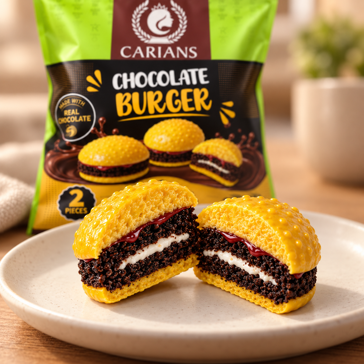 Chocolate Burger – Oreo Cake Bites with Cream Filling, 2 Pieces
