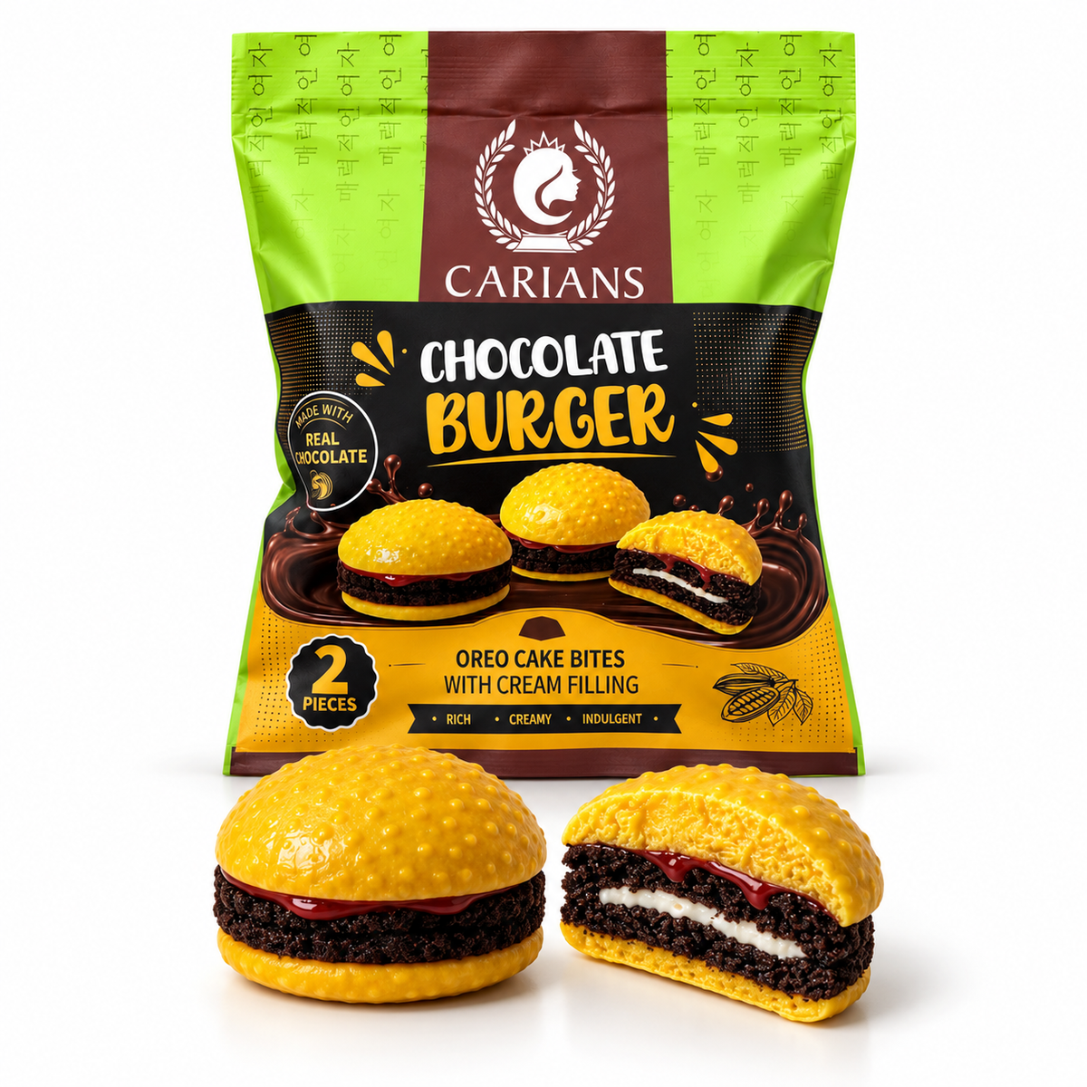Chocolate Burger – Oreo Cake Bites with Cream Filling, 2 Pieces