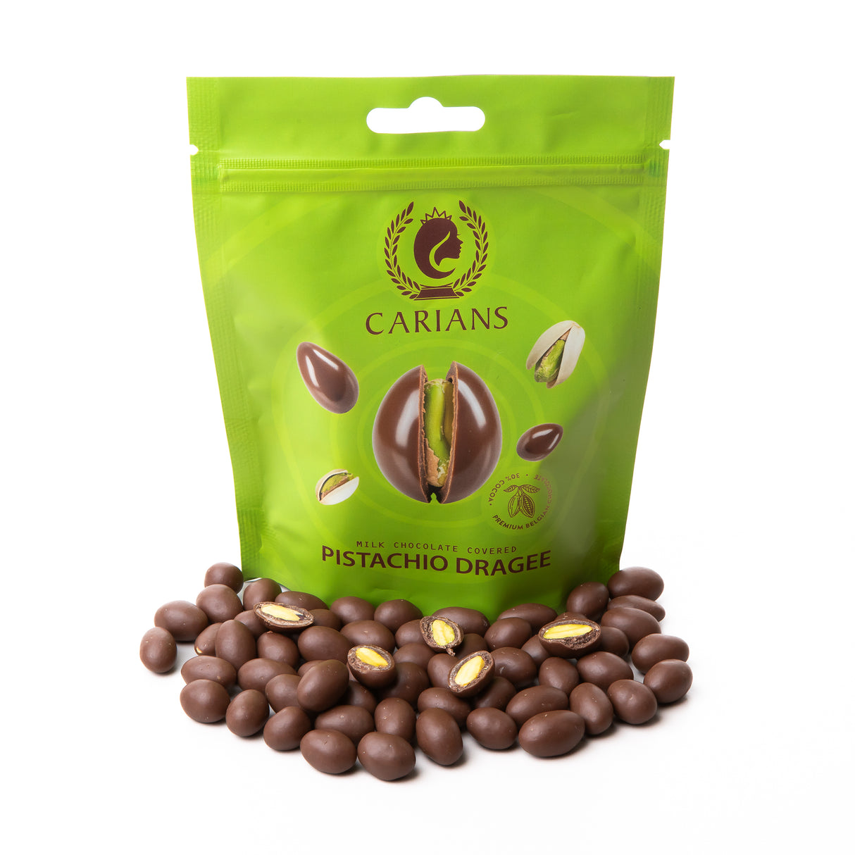 Chocolate Covered Pistachio Dragee Candy (12 Pack)