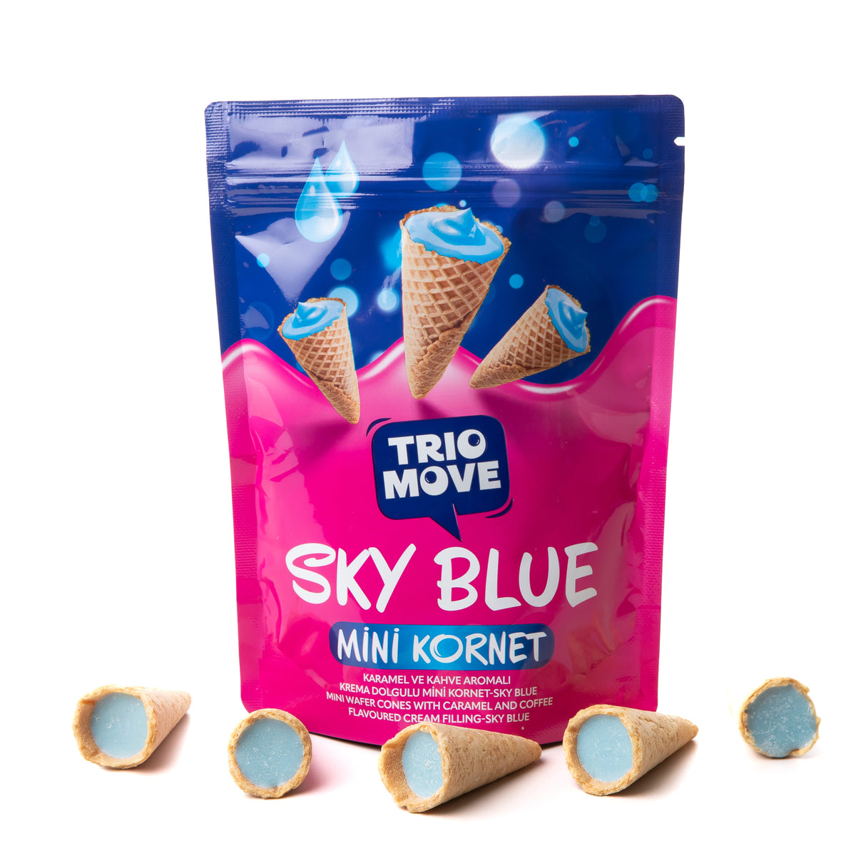 Sky Blue Mini Kornet – Caramel with Coffee Filled 1.94 oz (55g) (12 Pack)