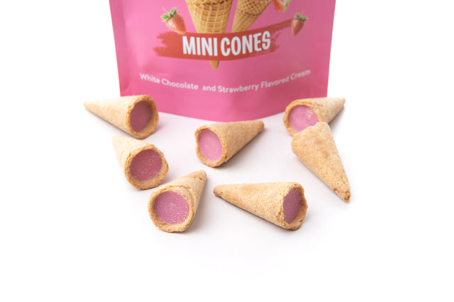 Milky Chocolate Strawberry Mini Cones (12 Pack)