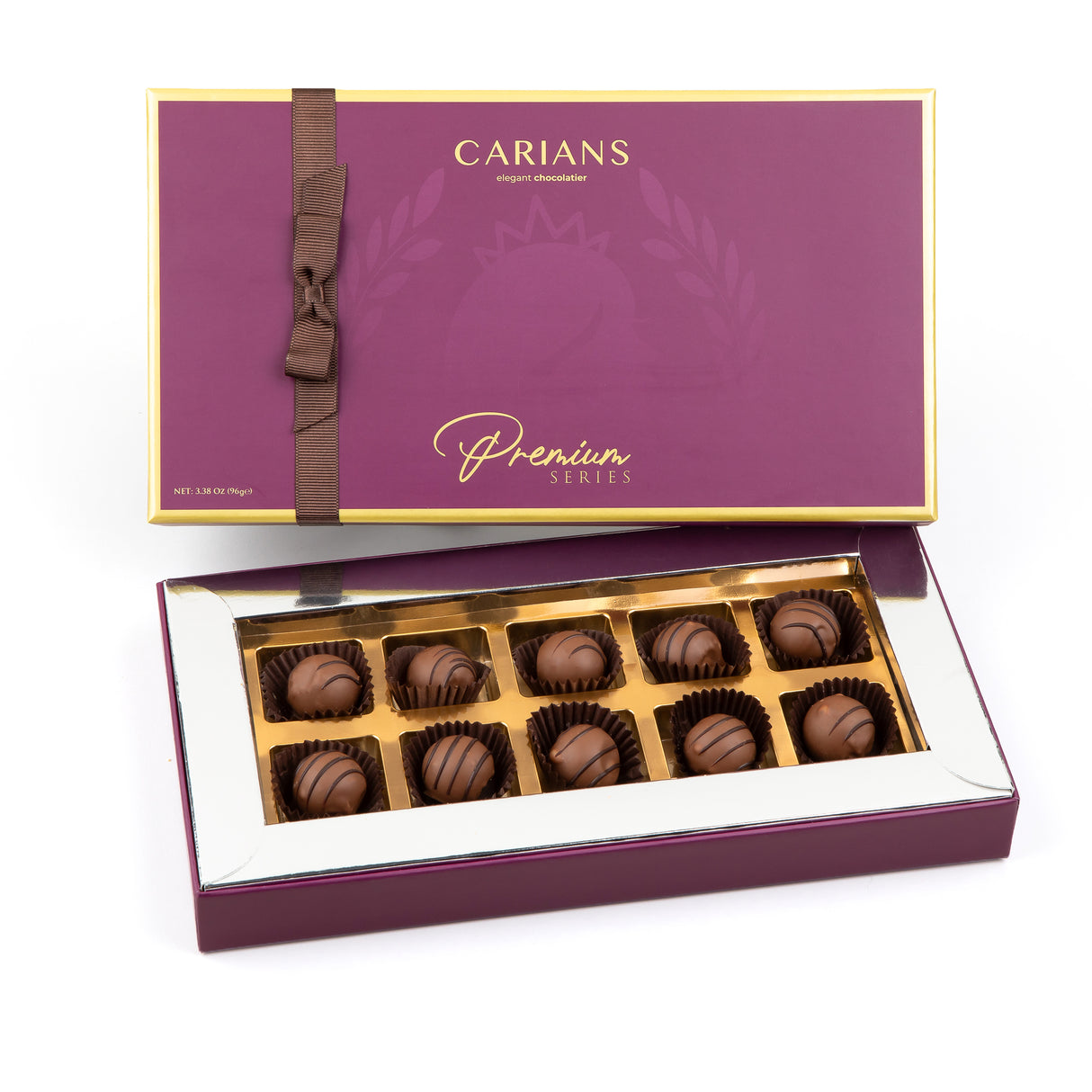 Carians Assorted Dark Chocolate Gift Basket in Dark Chocolate Varieties, Gold Ribbon