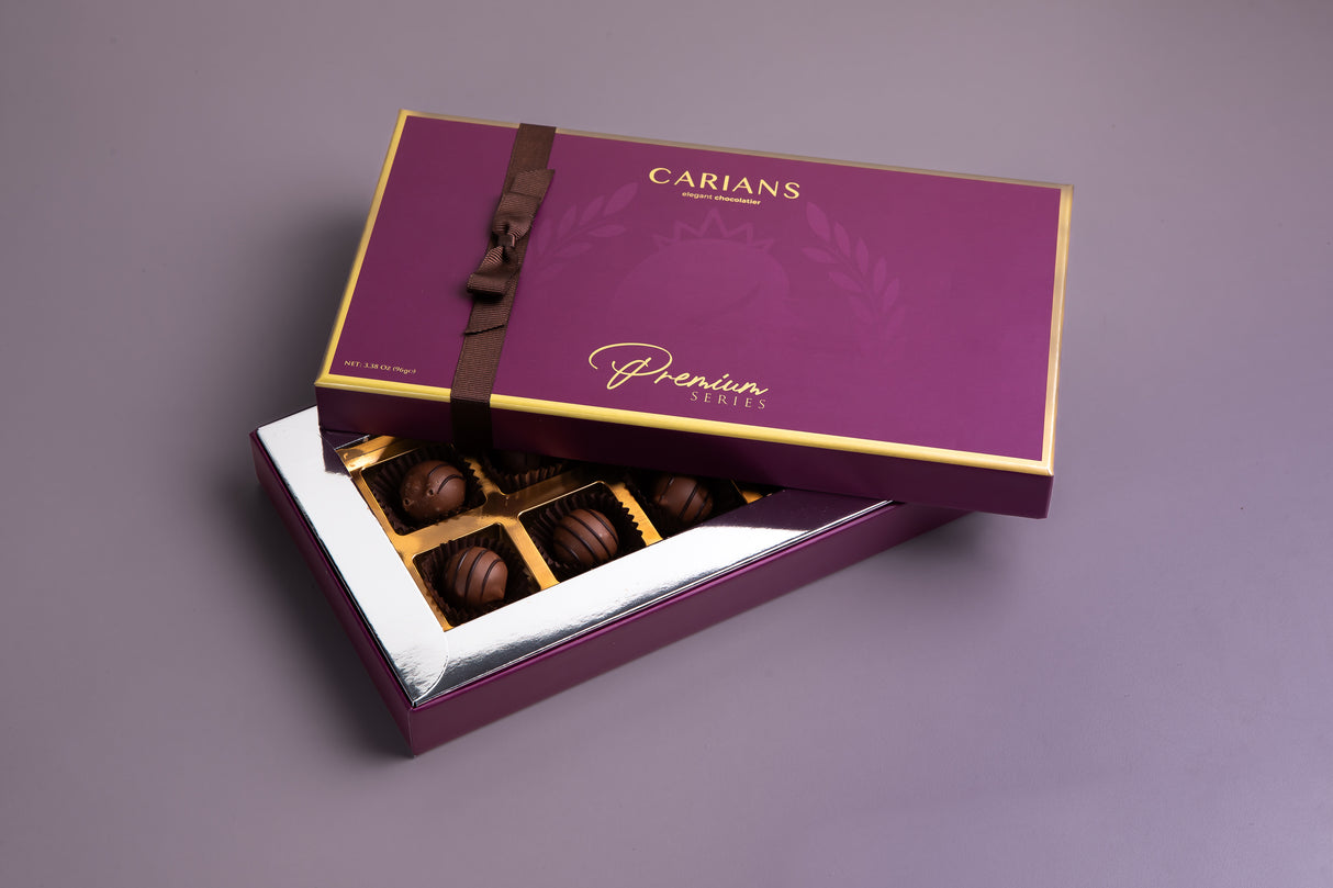 Carians Assorted Dark Chocolate Gift Basket in Dark Chocolate Varieties, Gold Ribbon