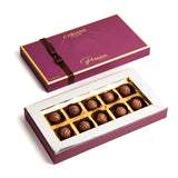 Carians Assorted Dark Chocolate Gift Basket in Dark Chocolate Varieties, Gold Ribbon