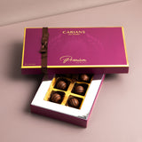 Carians Assorted Dark Chocolate Gift Basket in Dark Chocolate Varieties, Gold Ribbon