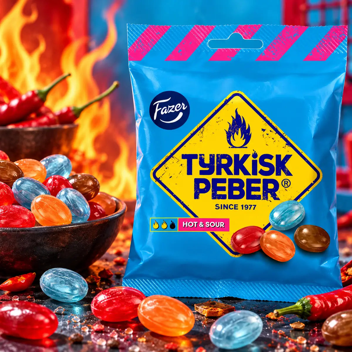 Fazer Tyrkisk Peber Hot & Sour Candy (5 Pack)