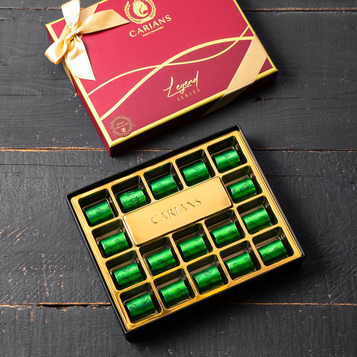 Viral Dubai Chocolate Gift Box with Gold Ribbon Wrapped