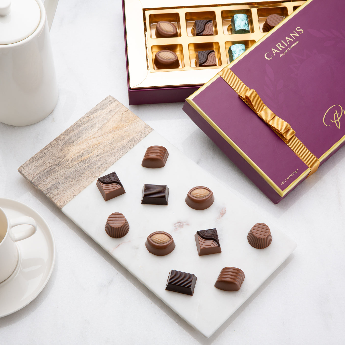 CARIANS Chocolate Gourmet Belgium Chocolate Elegant Purple Gift Box