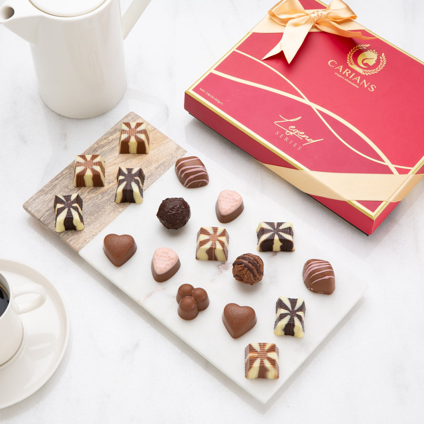 Carians Premium Chocolate Red Legend Gift Box, Gold Ribbon
