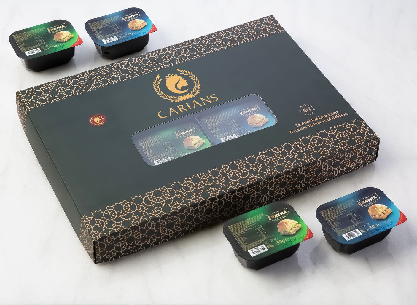 Dubai Style Turkish Baklava, 16 Pieces, Individually Wrapped