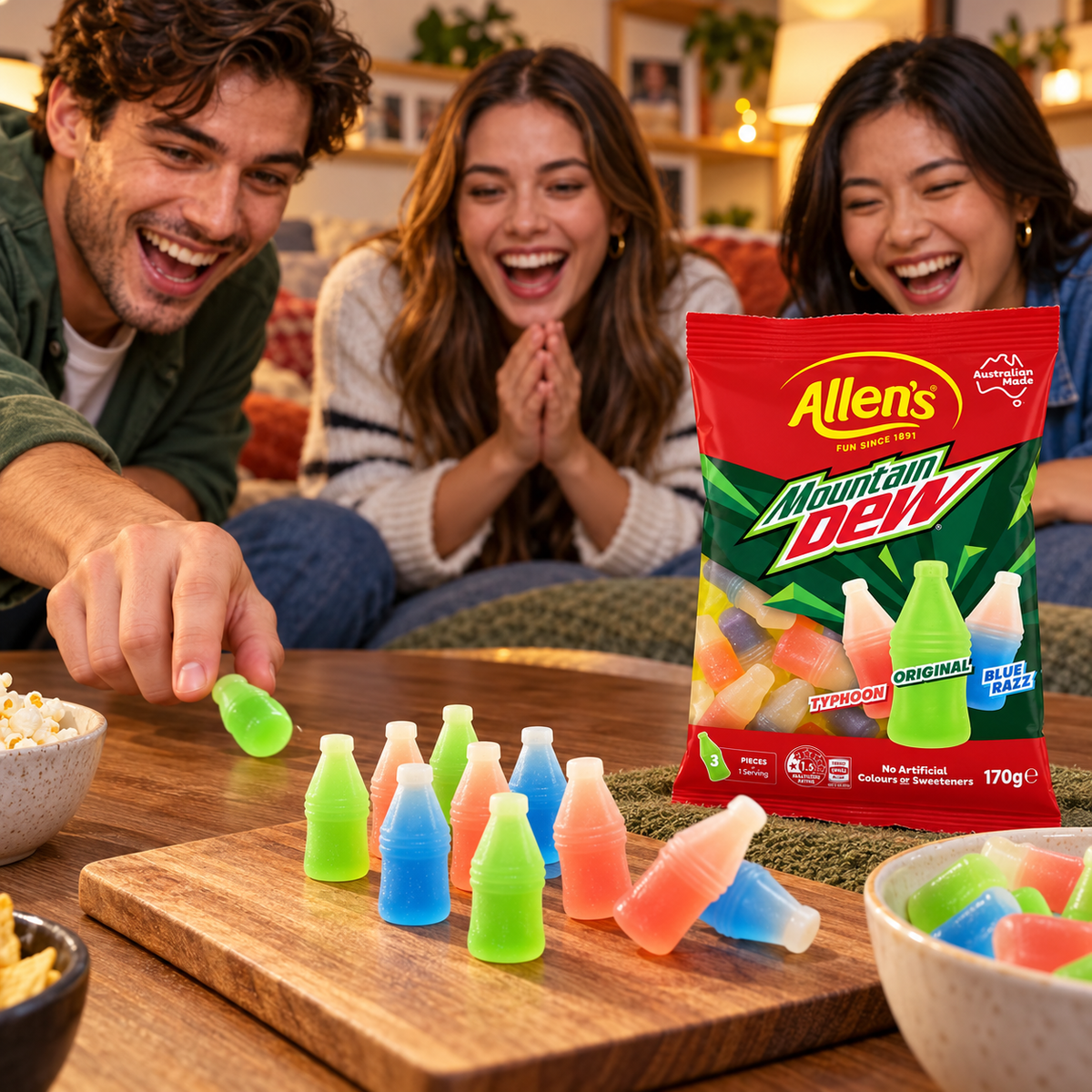 Allen’s Mountain Dew Cola Bottle Jellies – 3 Flavors, 170 g