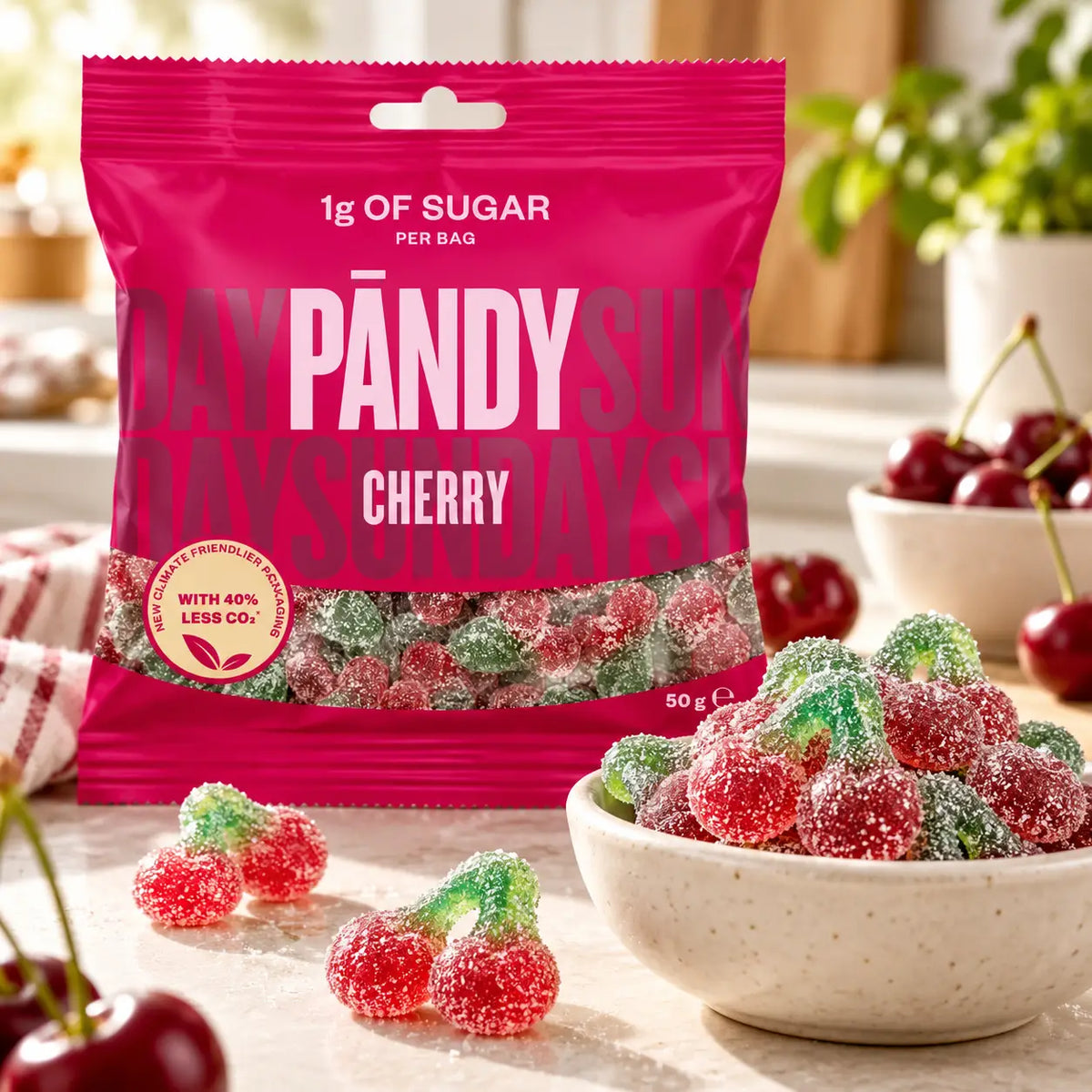Pändy Cherry – Low-Sugar Swedish Gummy Candy (5 Pack)