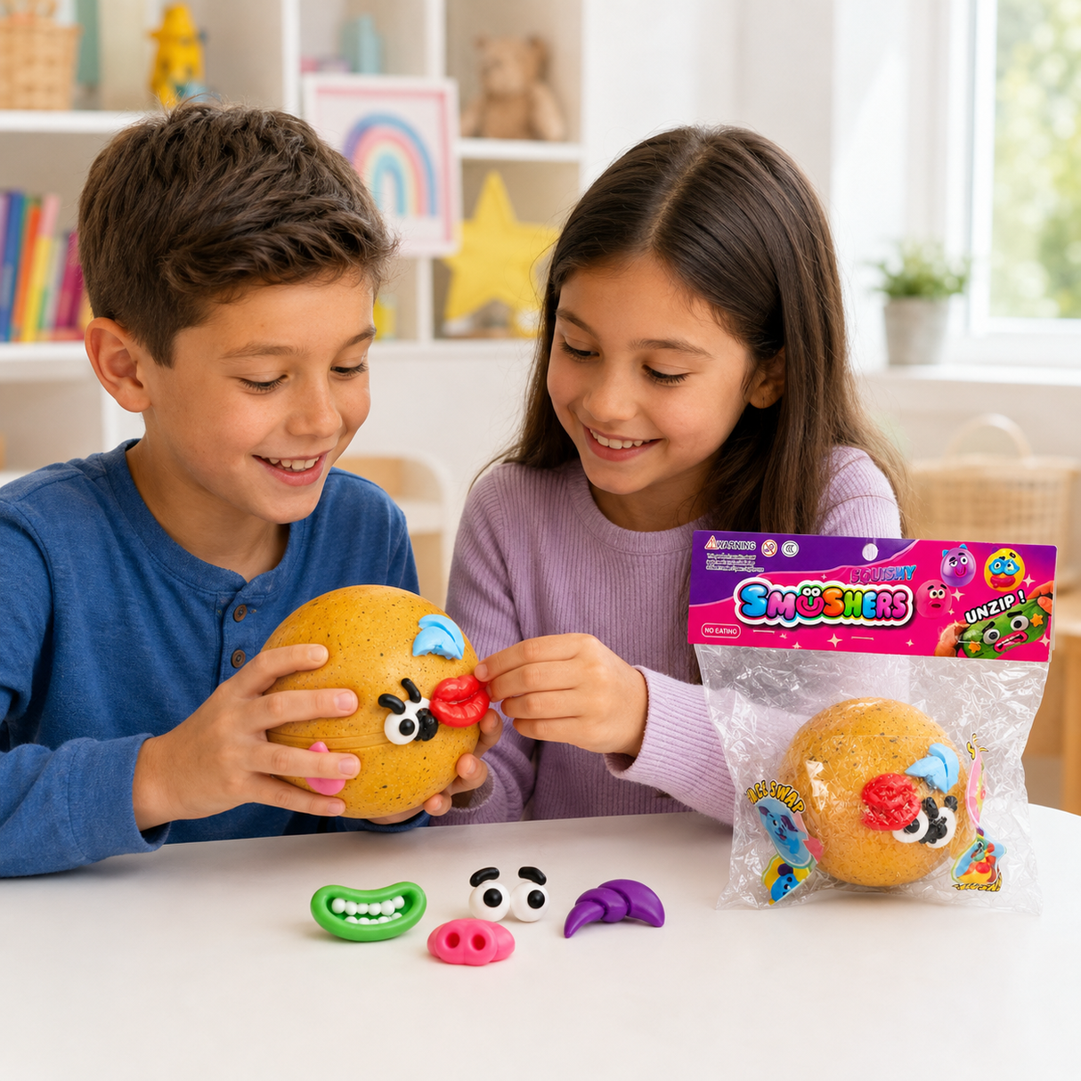 Smushers Squishy Funny Face Toy - Face Swap Sensory Fidget Toy