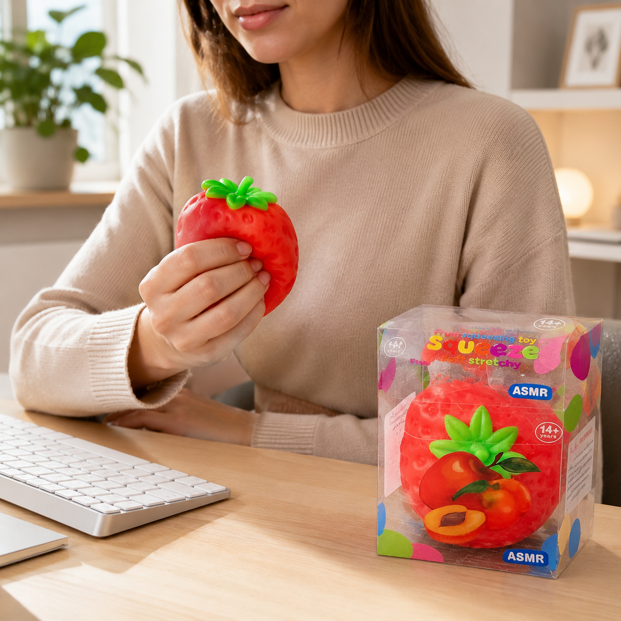 Squeeze Strawberry Fruit Squishy ASMR Toy