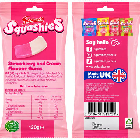Swizzels Drumstick Squashies Strawberry & Cream Gummy (5 Pack)