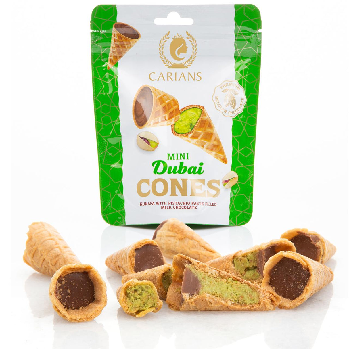 Dubai Chocolate Bite Size Mini Cones  - 12 Packs in 1 Case