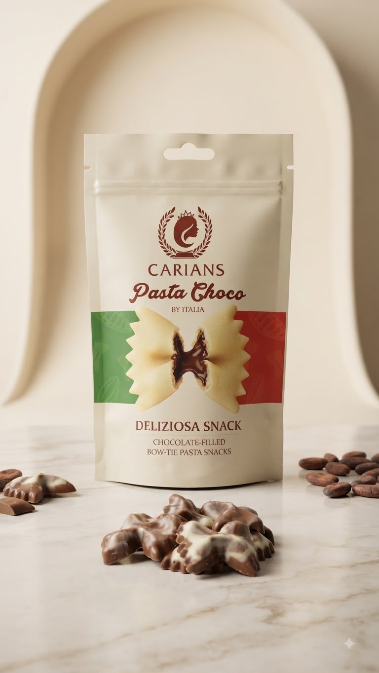 Carians Pasta Choco – Chocolate-Filled Bow-Tie Pasta Candy