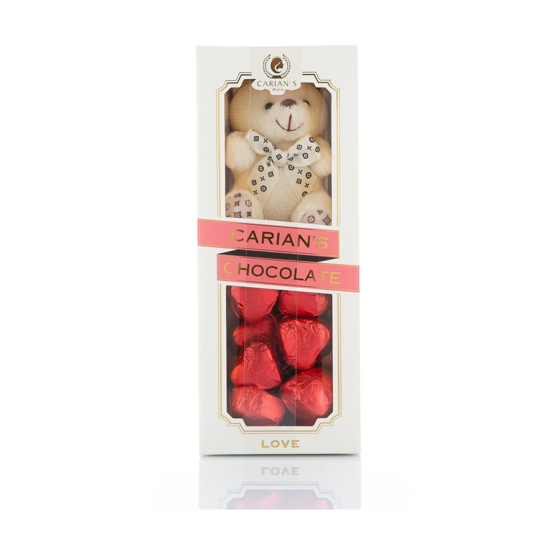CARIANS  Chocolate Gift Box, Milk Chocolate Hearts with Teddy Bear Gift